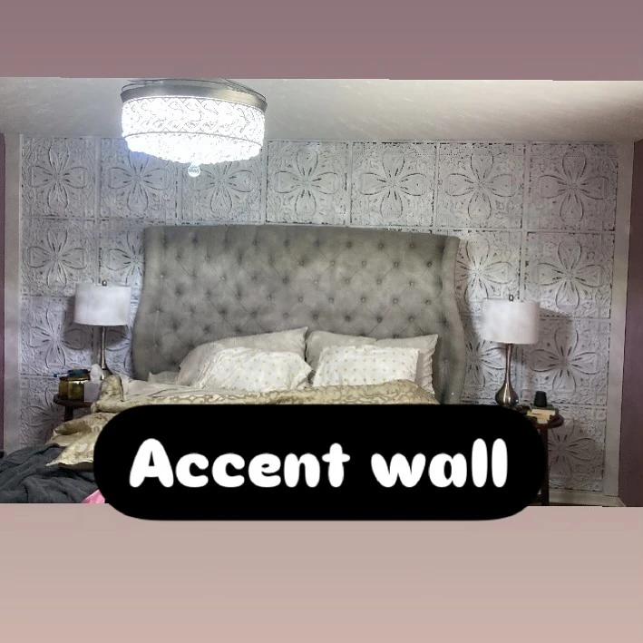 Kristo decorative bedroom accent wall, with the original Accent wall caption retained in the photo